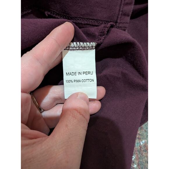 Left Coast Tee Mens Quarter Zip Long Sleeve Sz XL Burgundy Pima Cotton Peru - Picture 3 of 6